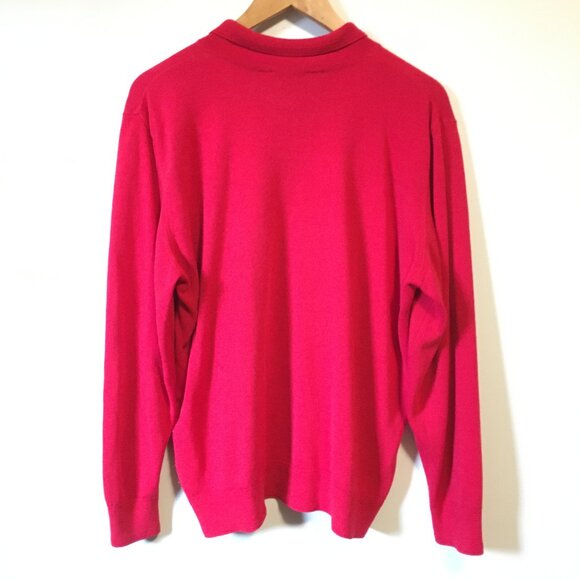 Vintage Candy Apple Red Knit Double Breasted Academic Sweater - Picture 4 of 12